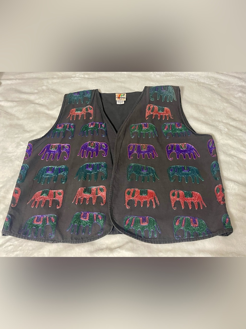 Kaktus Plus Vintage Hippie Embroidered reversible Vest Womens 1X Folk Boho India